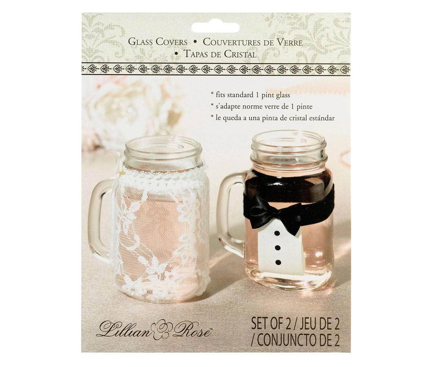 Bride and Groom Drink Glass Covers