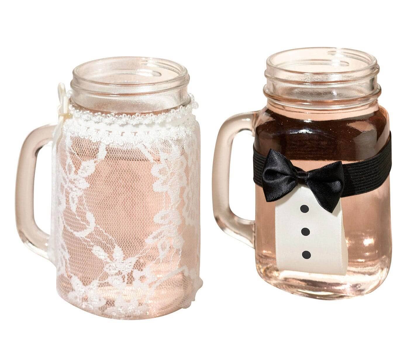 Bride and Groom Drink Glass Covers