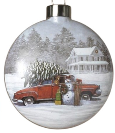 Bringin Home The Tree Glass Ornament -