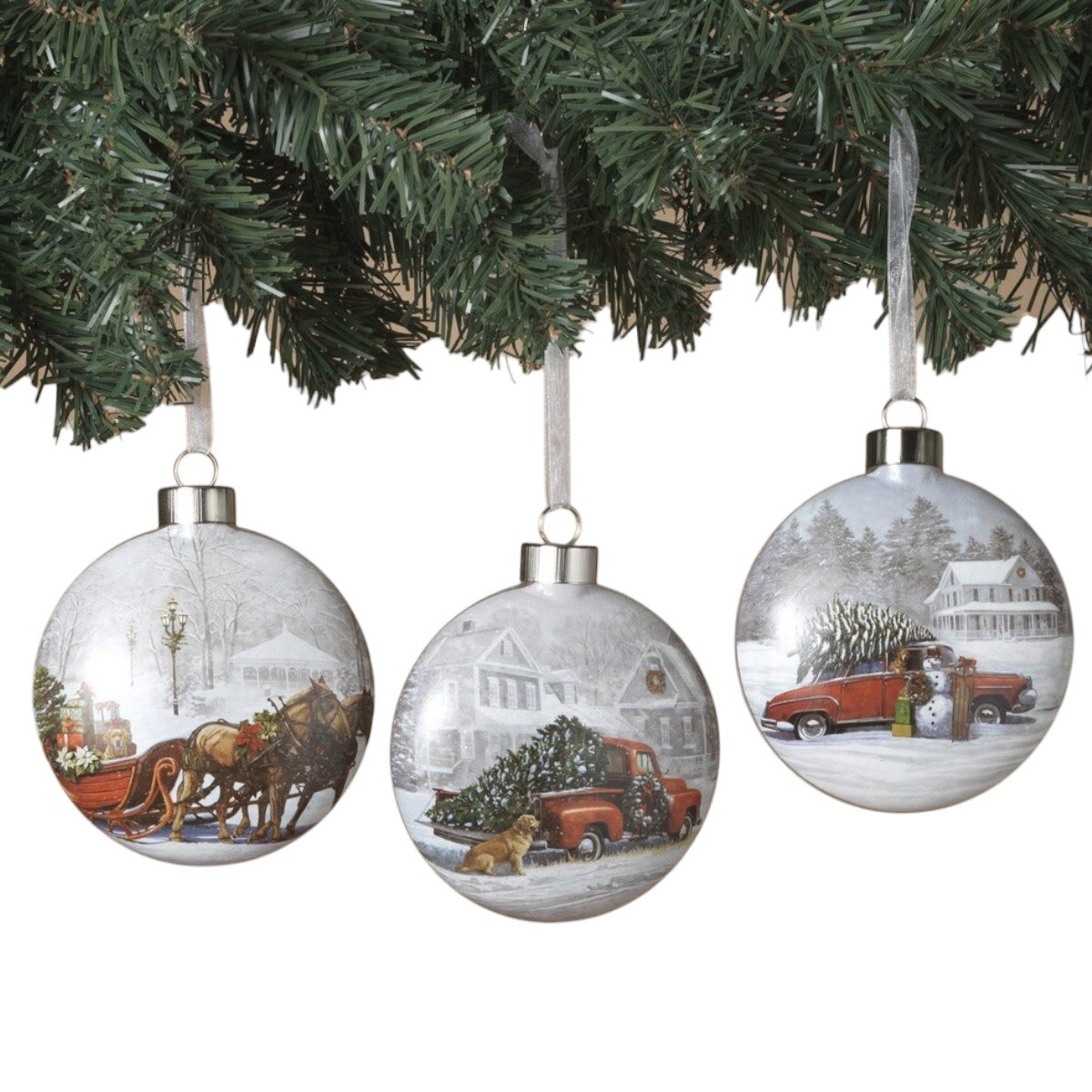 Bringin Home The Tree Glass Ornament -