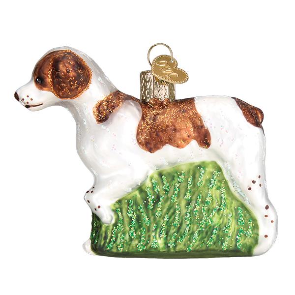 Brittany Spaniel Glass Ornament