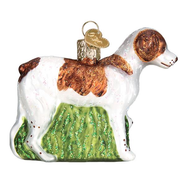 Brittany Spaniel Glass Ornament
