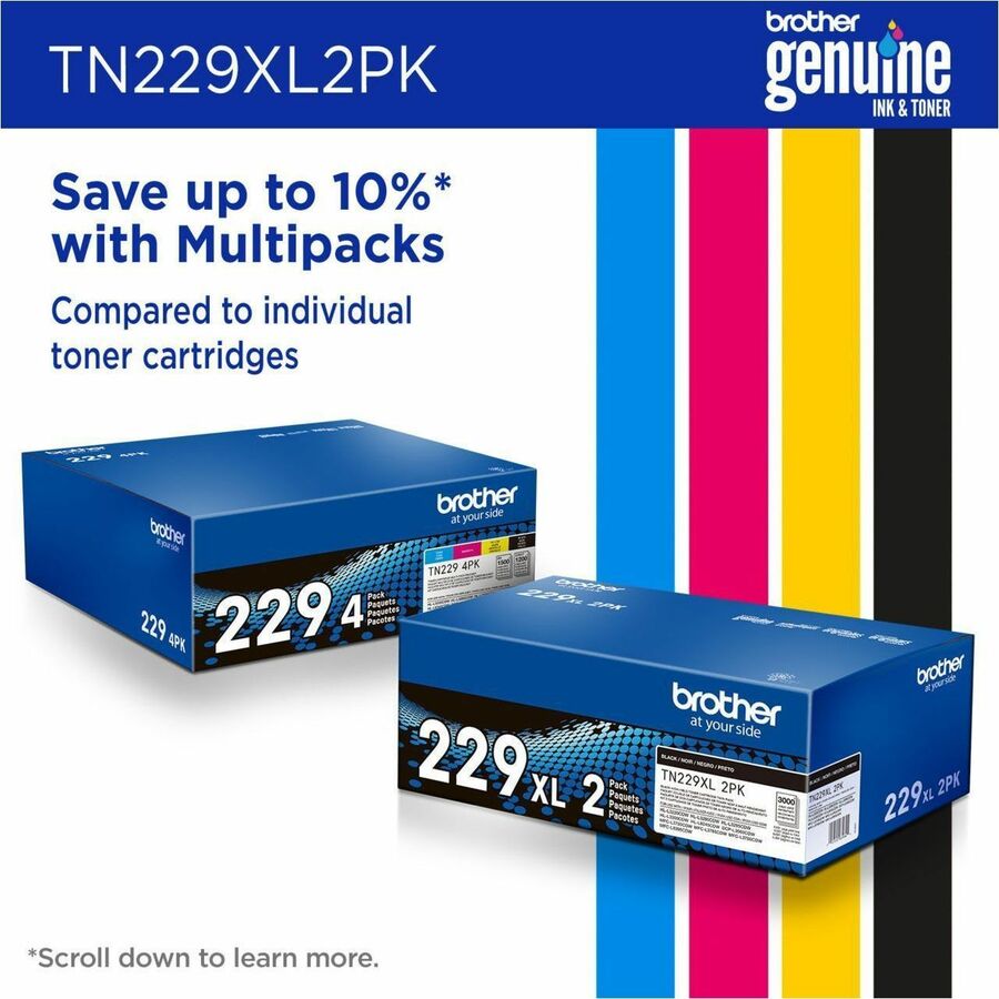 Brother Genuine TN229XL2PK High-yield Black Toner Cartridge Twin-Pack - Laser - Black - Hi