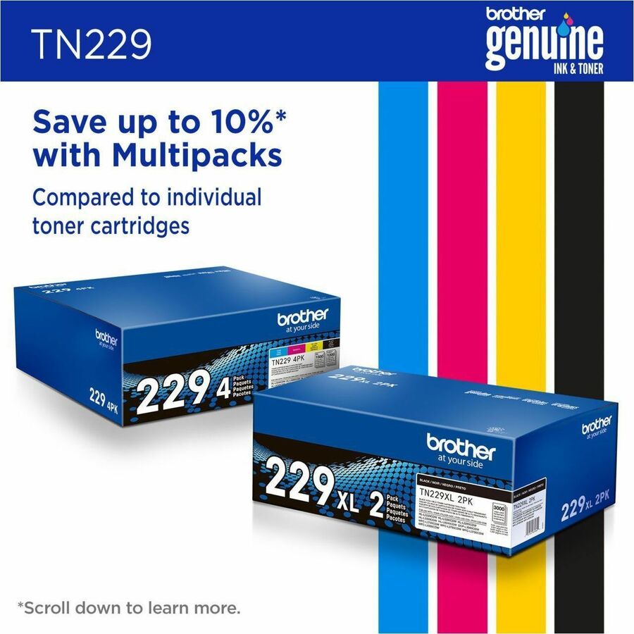 Brother Genuine TN229Y Standard Yield Yellow Toner Cartridge - Laser - Yellow - Standard Y
