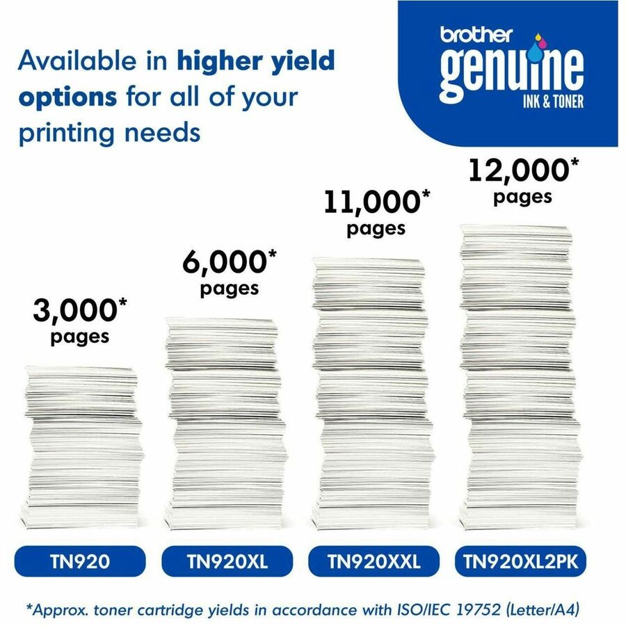 Brother Genuine TN920XL High-yield Toner Cartridge - Laser - Black - High Yield - 6000 Pag