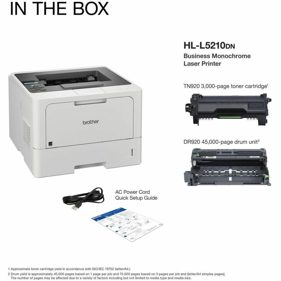 Brother HL HLL5210DN Desktop Wired Laser Printer - Monochrome