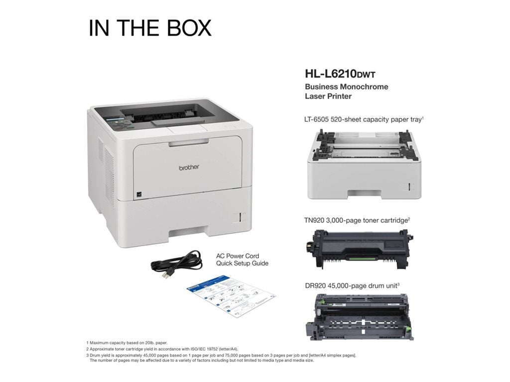 Brother HL-L6210DWT - Printer - B/W - Duplex - laser - A4/Legal - 1200 x 1200 dpi - up to 50 ppm - capacity: 1140 sheets
