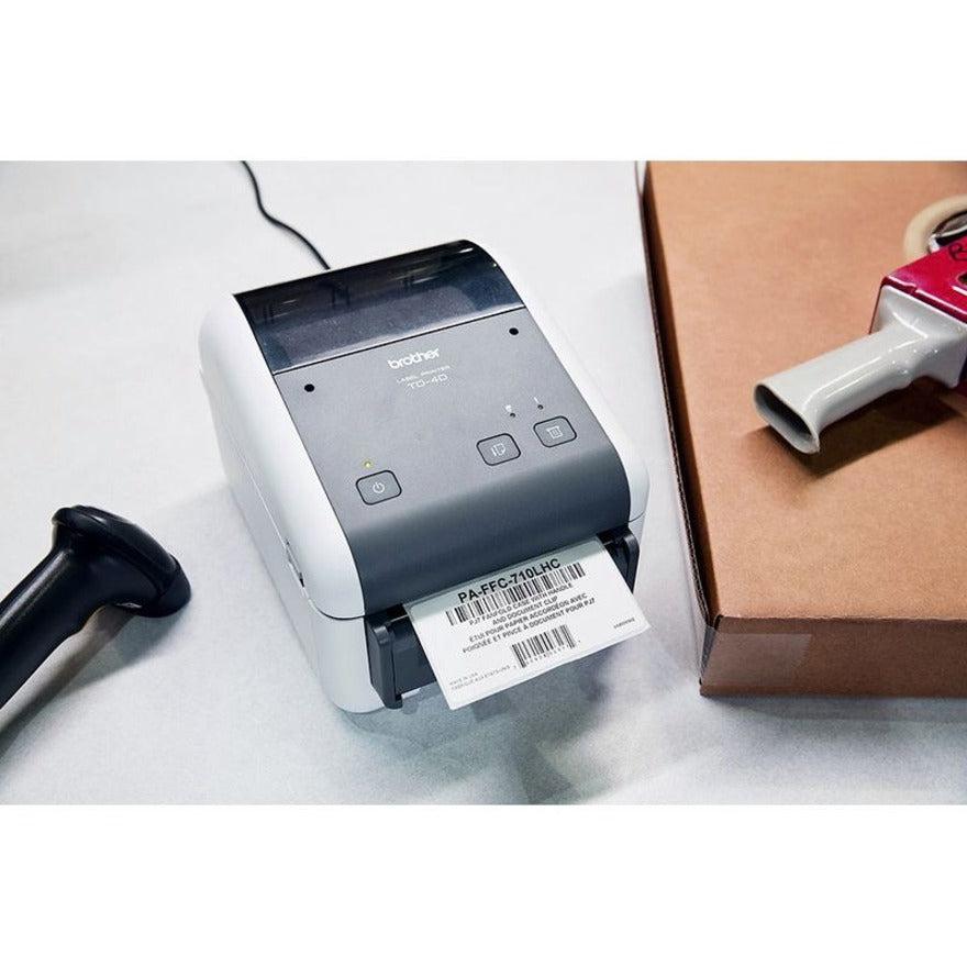 Brother TD4520DN Desktop Direct Thermal Printer - Monochrome - Label Print - Ethernet - USB - Serial