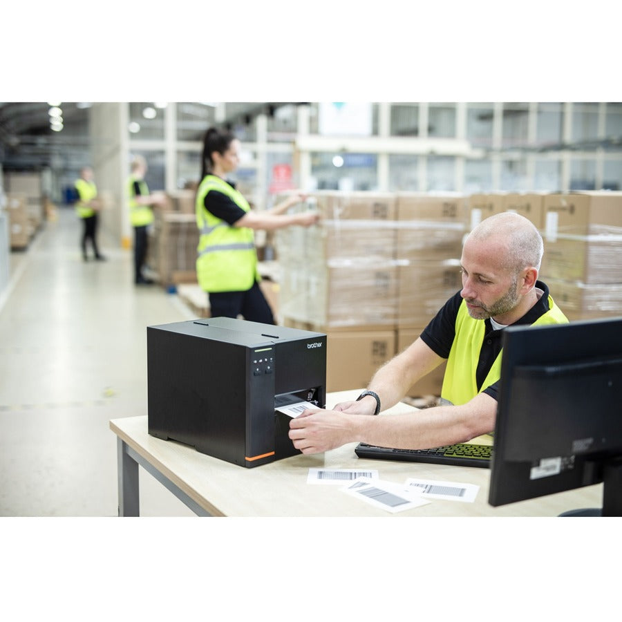 Brother TJ-4020TN Industrial Direct Thermal/Thermal Transfer Printer - Monochrome - Label Print - Ethernet - USB - Yes - Serial