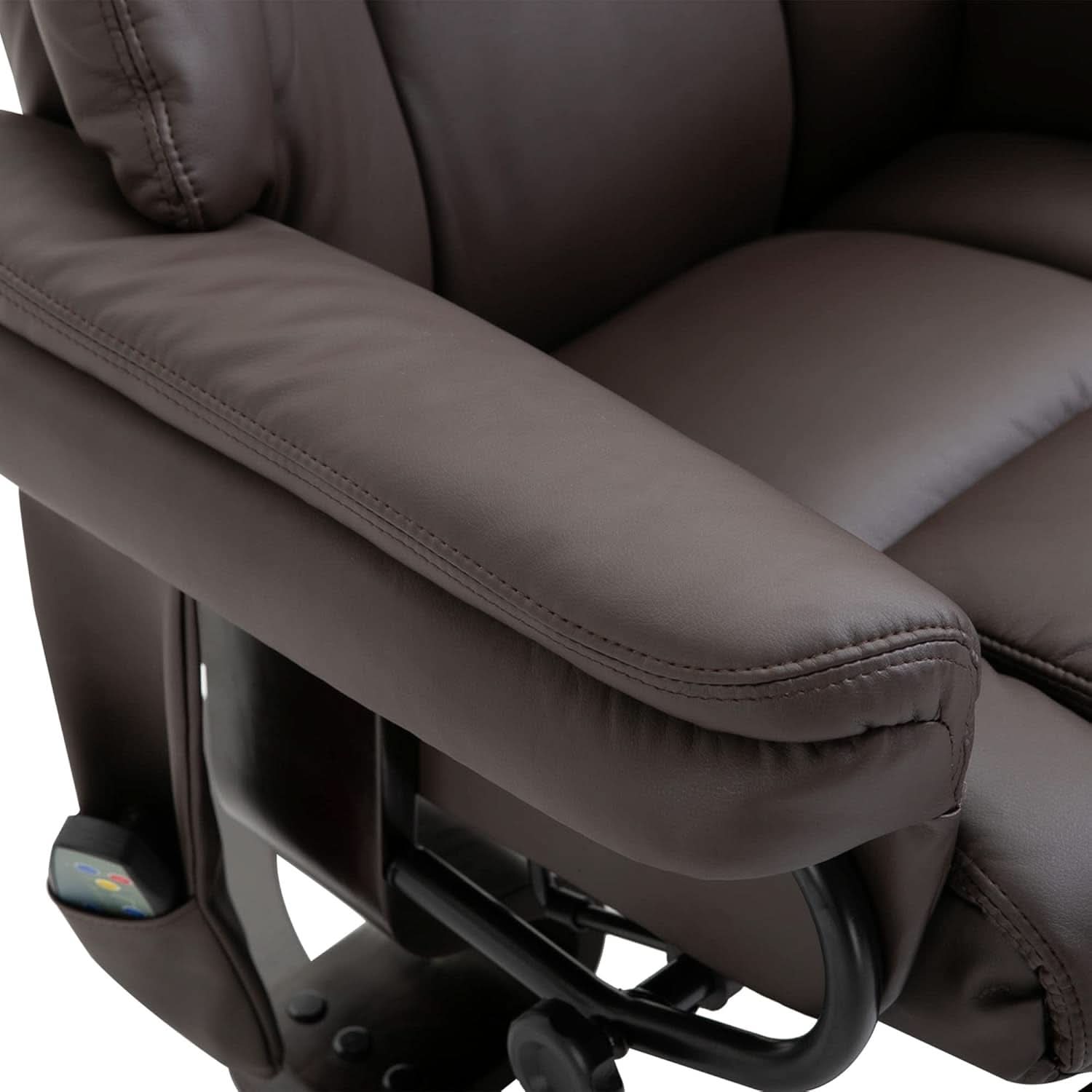 Brown Faux Leather Massage Recliner Chair With Ottoman