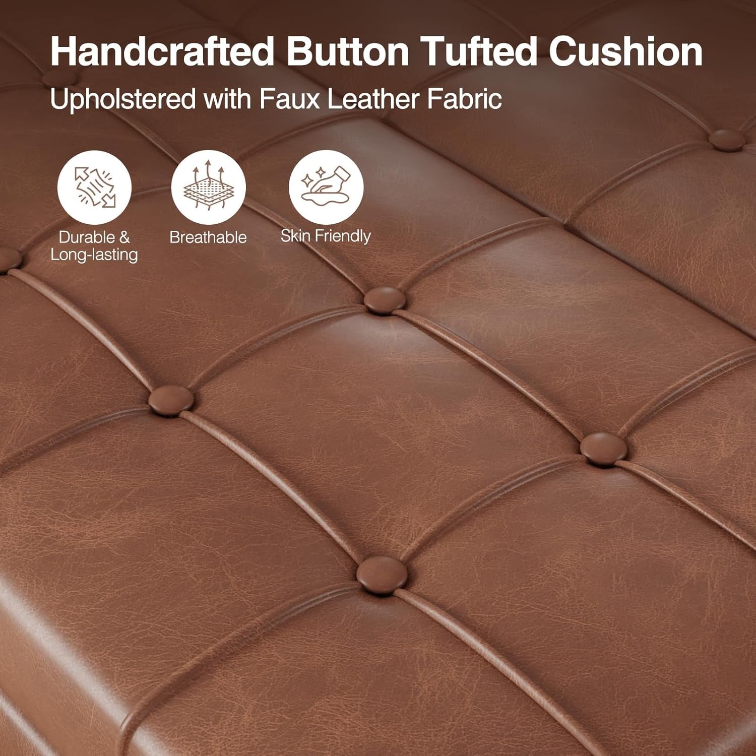 Brown Industrial Strength Leather Storage Ottoman Lift Top