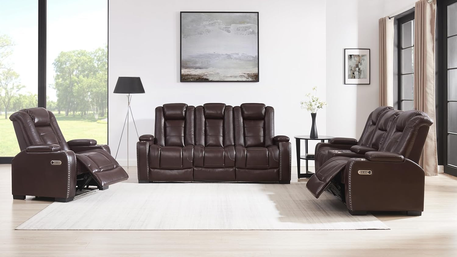 Brown Power Recliner Sofa Set For Living Room Comfort