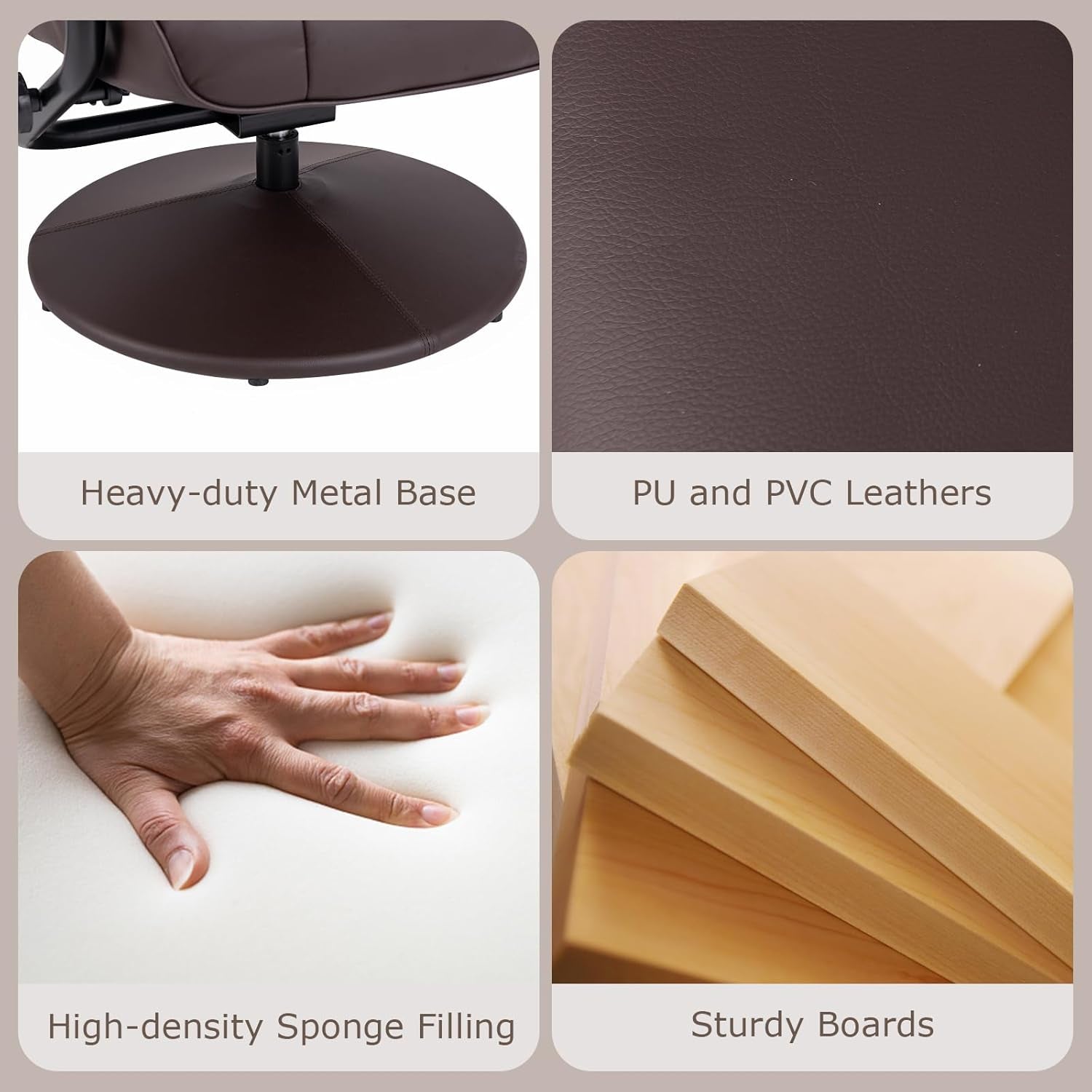 Brown Recliner Chair With 360 Degree Swivel For Living Room