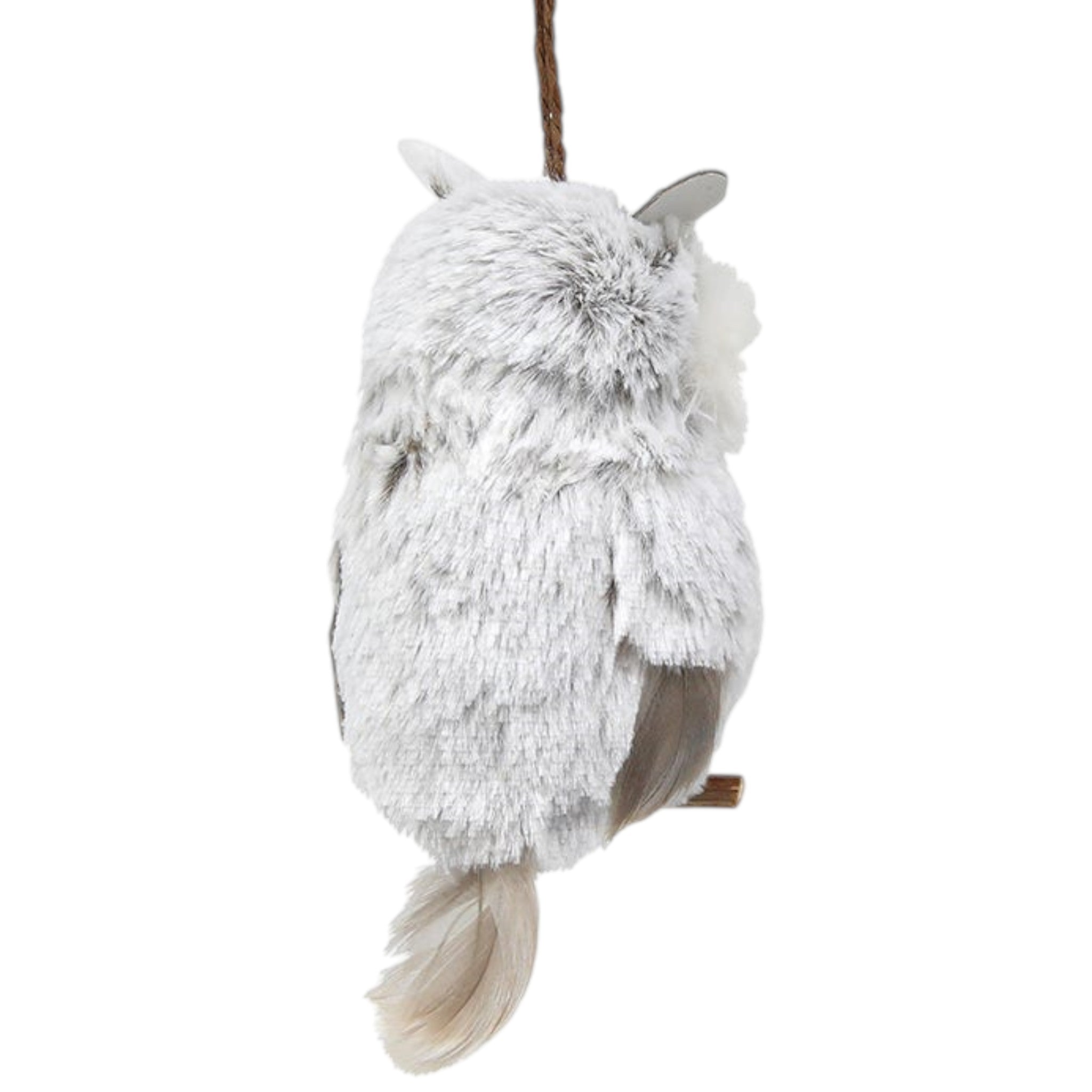 Brown and White Owl Ornament - Ears Out