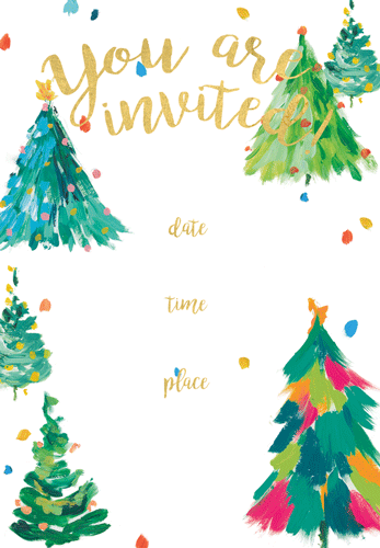 Brushstroke Trees - Foil Invite