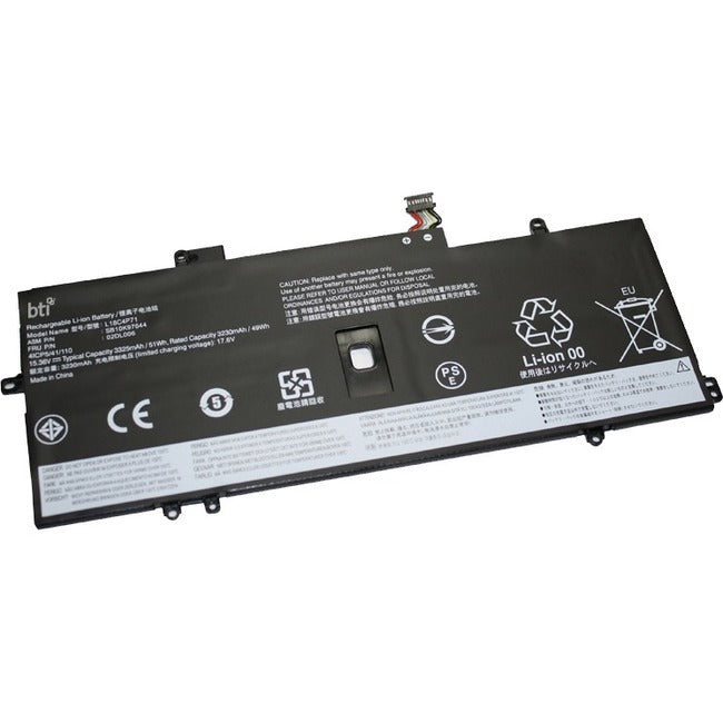Bti - Notebook Battery (Equivalent To: Lenovo 02Dl006, Lenovo L18C4P71, Lenovo L18M4P72, Lenovo Sb10K97644) - Lithium Ion - 4-Cell - 3230 Mah - 51 Wh - For Lenovo Thinkpad X1 Carbon (7Th Gen), X1 Carbon Gen 8, X1 Yoga (4Th Gen), X1 Yoga Gen 5