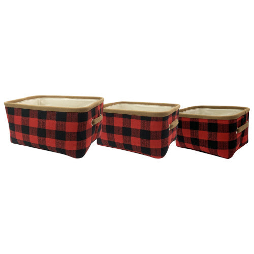 Buffalo Check Fabric Baskets -