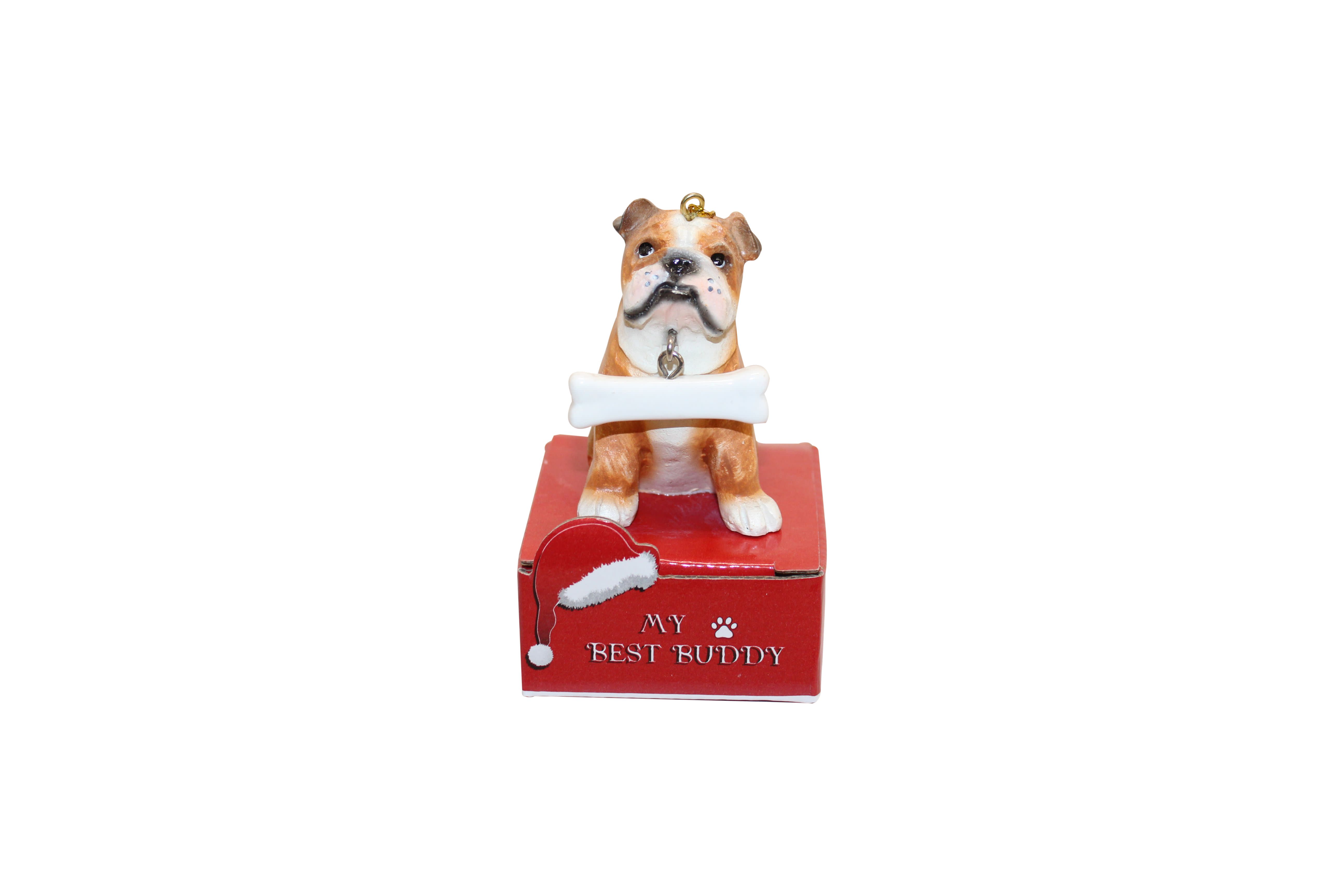 Bulldog with Bone Ornament