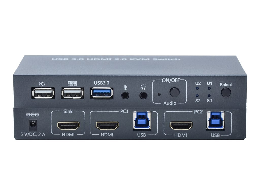 Bytecc KVM-HM2-1 - Video/audio switch - 2x1, with hotkey, 4K60Hz - 1 x KVM / audio - 2 local user - desktop
