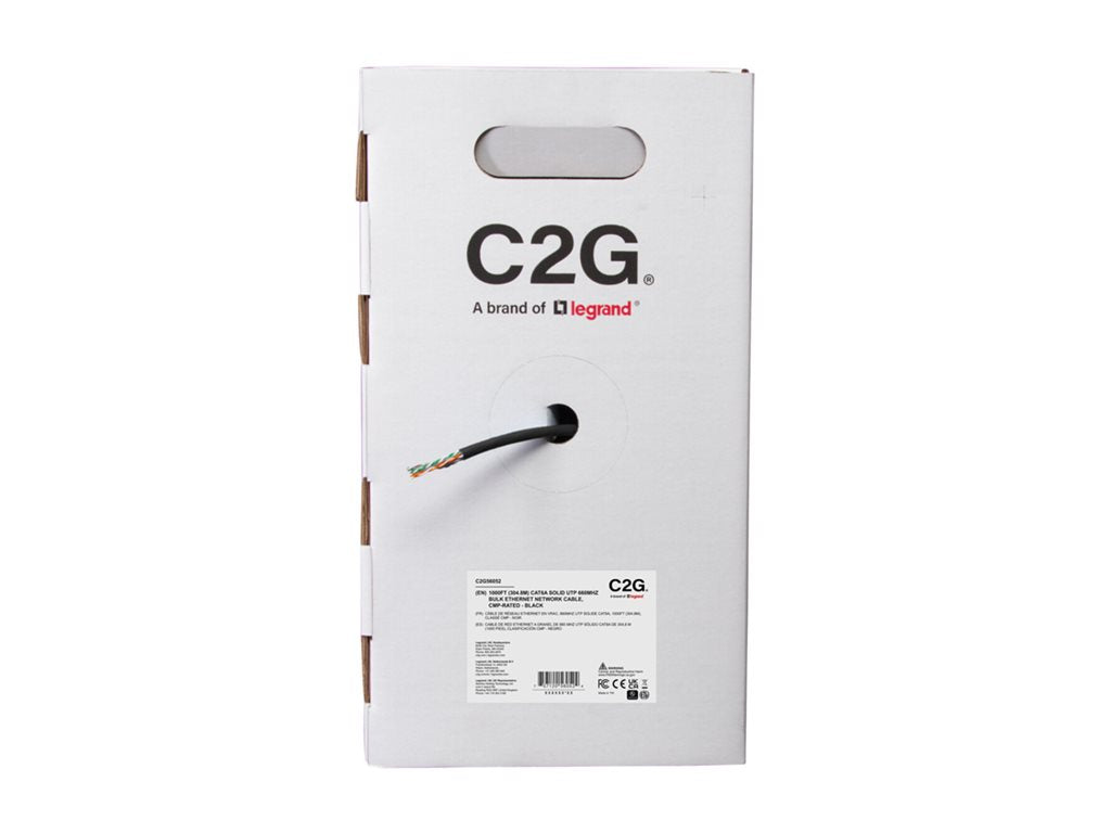C2G 1000ft (304.8m) TAA-Compliant Cat6a Bulk Unshielded (UTP) Ethernet Network Cable with Solid Conductors-Plenum CMP-Rated - C2G56052