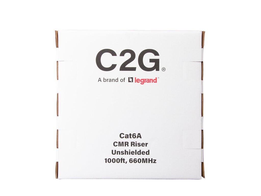 C2G 1000ft (304.8m) TAA-Compliant Cat6a Bulk Unshielded (UTP) Ethernet Network Cable with Solid Conductors-Riser CMR-Rated - C2G56048