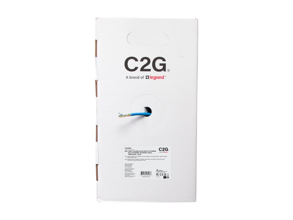 C2G 1000ft (304.8m) TAA-Compliant Cat6a Bulk Unshielded (UTP) Ethernet Network Cable with Solid Conductors-Riser CMR-Rated - C2G56048