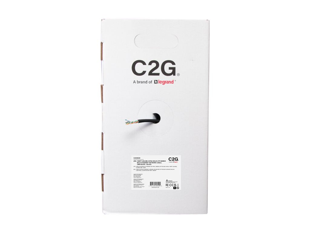 C2G 1000ft (304.8m) TAA-Compliant Cat6a Bulk Unshielded (UTP) Ethernet Network Cable with Solid Conductors-Riser CMR-Rated - C2G56049