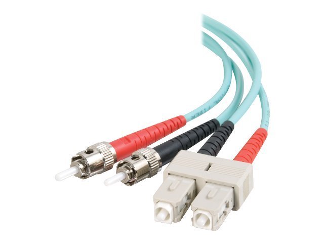 C2G 1m SC-ST 10Gb 50/125 OM3 Duplex Multimode Fiber Optic Cable (TAA Compliant) - Aqua - Patch cable - TAA Compliant - SC multi-mode (M) to ST multi-mode (M) - 1 m - fiber optic - duplex - 50 / 125 mi