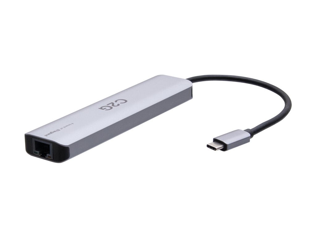 C2G USB-C to HDMI, USB-A, SD Card Reader, Ethernet, and USB-C Mini Docking Station - 4K 60Hz-Gray - Docking station - USB-C - C2G58888