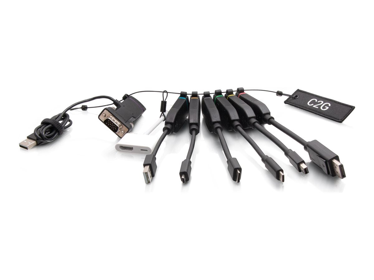 C2G Universal 4K HDMI Dongle Adapter Ring with Color Coded Mini DisplayPort, DisplayPort, USB-C, Lightning, VGA, Mini HDMI, Micro C2G30292