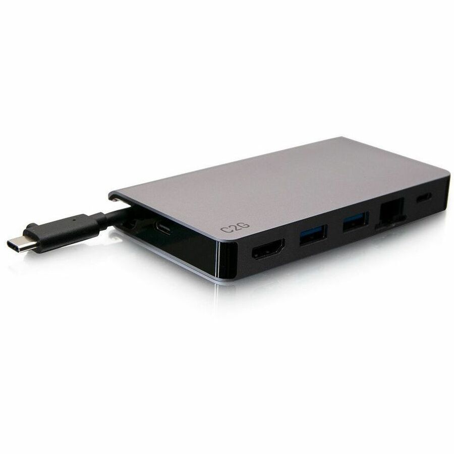 C2G Usb-C 5-In-1 Compact Dock With Hdmi, 2X Usb-A, Ethernet, And Usb-C Power Delivery Up To 100W - 4K 30Hz