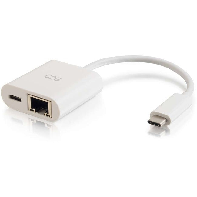 C2G Usb C Ethernet Adapter With Power - White