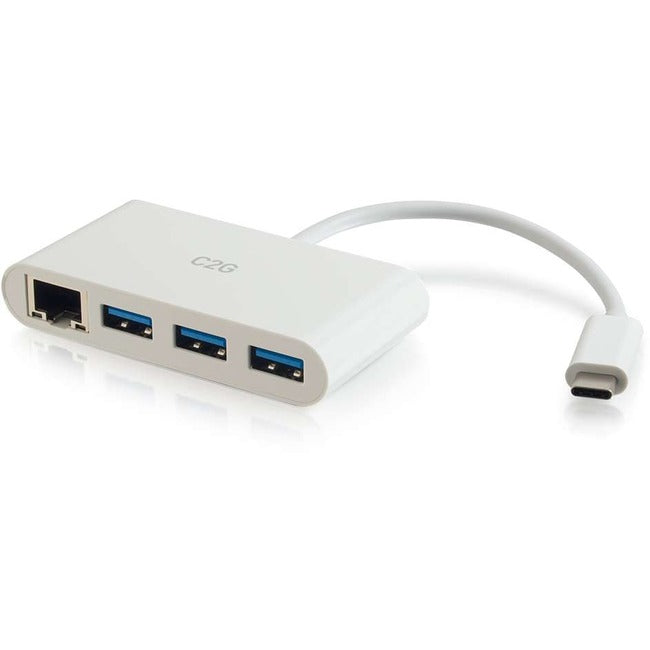 C2G Usb C Ethernet And 3 Port Usb A Hub White - Usb C Hub - Usb Hub - Usb 3.0 Hu
