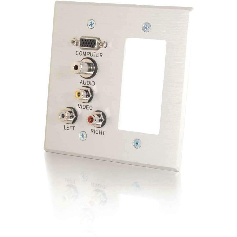 C2G VGA, 3.5mm Audio, Composite Video and RCA Stereo Audio Pass Through Double Gang Wall 41027