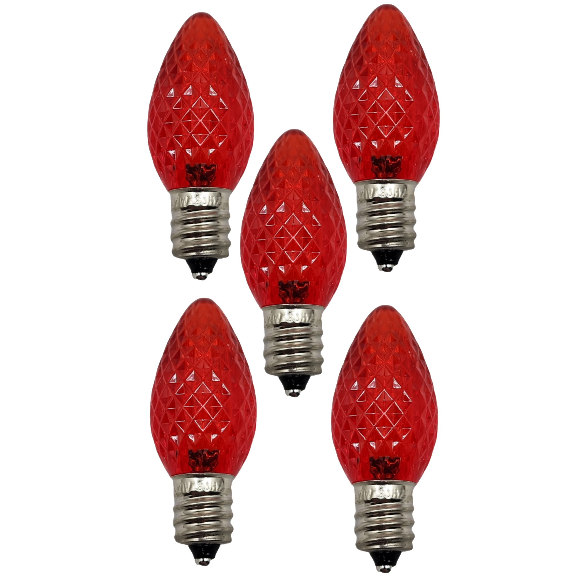 C7 Faceted LED Bulb - 5 Piece - Red