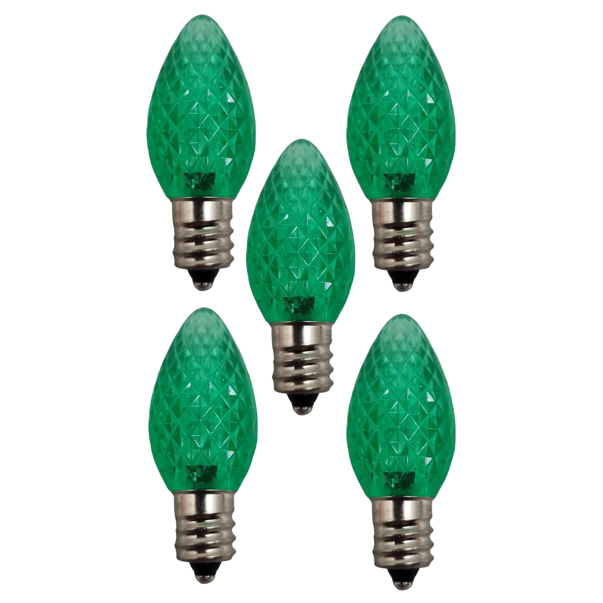 C7 Faceted Led Bulb - 5 Piece - Green