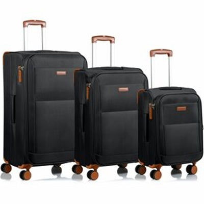 CHAMPS Classic Collection 3-Piece Soft Side Luggage Set - Black