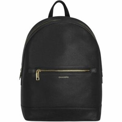 CHAMPS Gala Collection 15 in. Black Leather Backpack