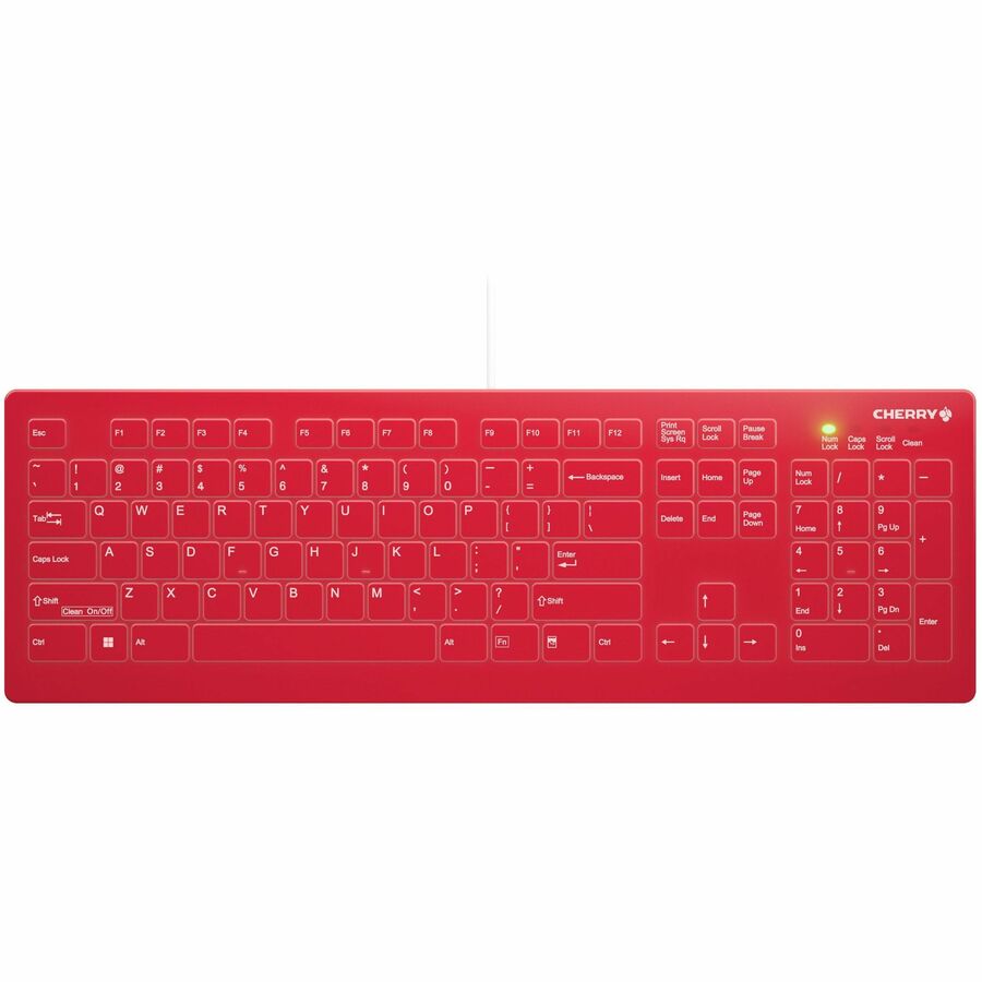 CHERRY AK-C8112 Medical Keyboard - Permanent Cable - US Layout - (CF/WIN LEFT) Red AK-C8112-US-WR/US