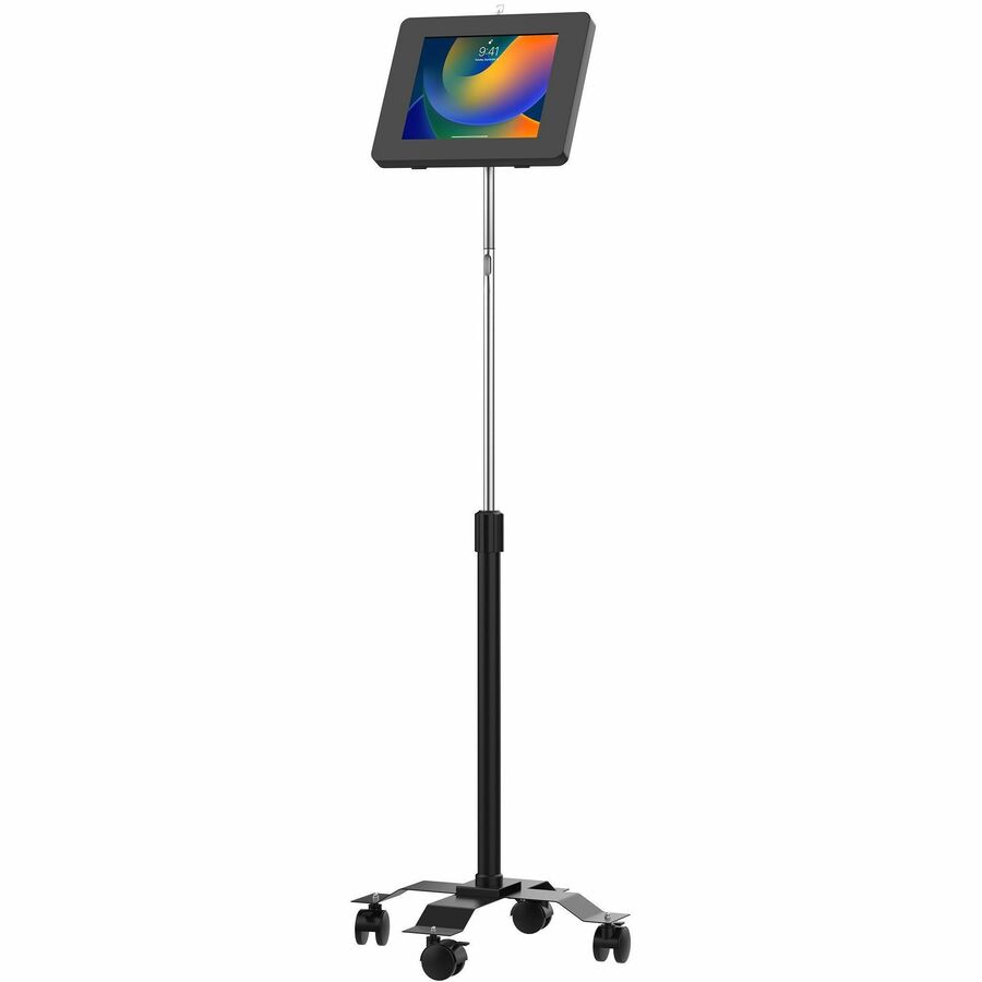 CTA Digital Compact Mobile Floor Stand with Universal Security Enclosure (Black) - Up to 1