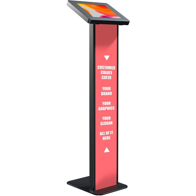 CTA Digital Customizable Premium Locking Floor Stand Kiosk with Graphic Card Slot for branding for 10.2-in iPad 7th/ 8th/ 9th Gen & More (Black) PAD-PARAF1