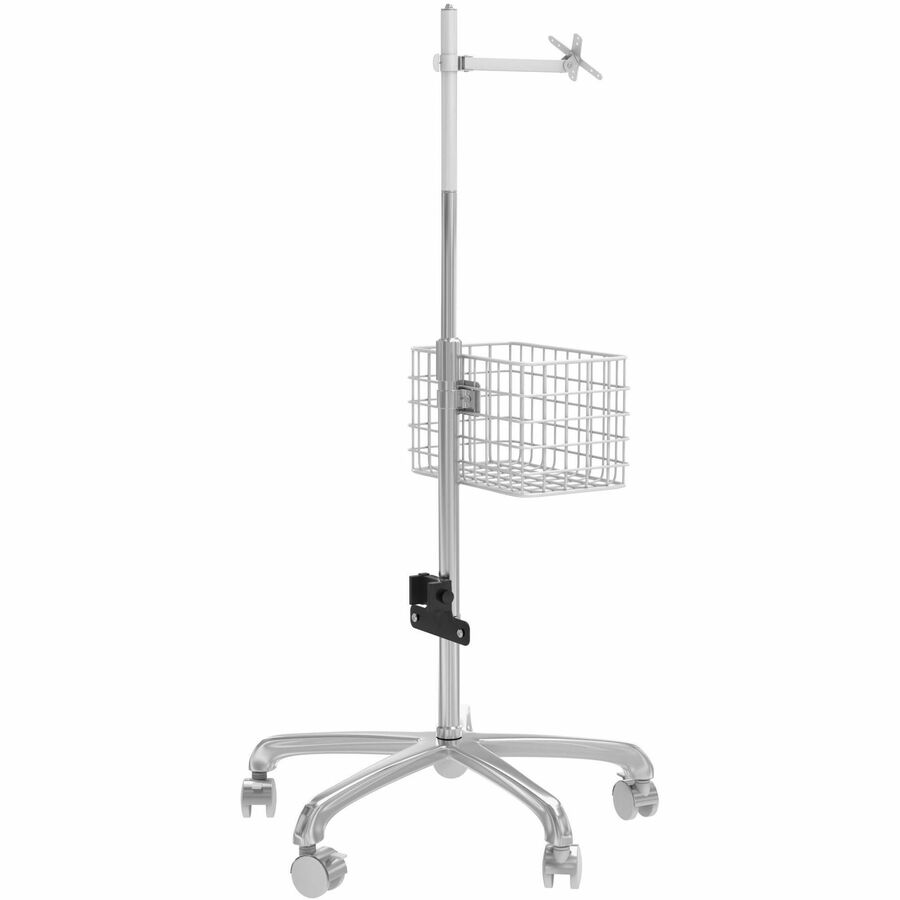 CTA Digital Medical Rolling Cart with VESA Articulating Arm Basket and Power Strip Holder