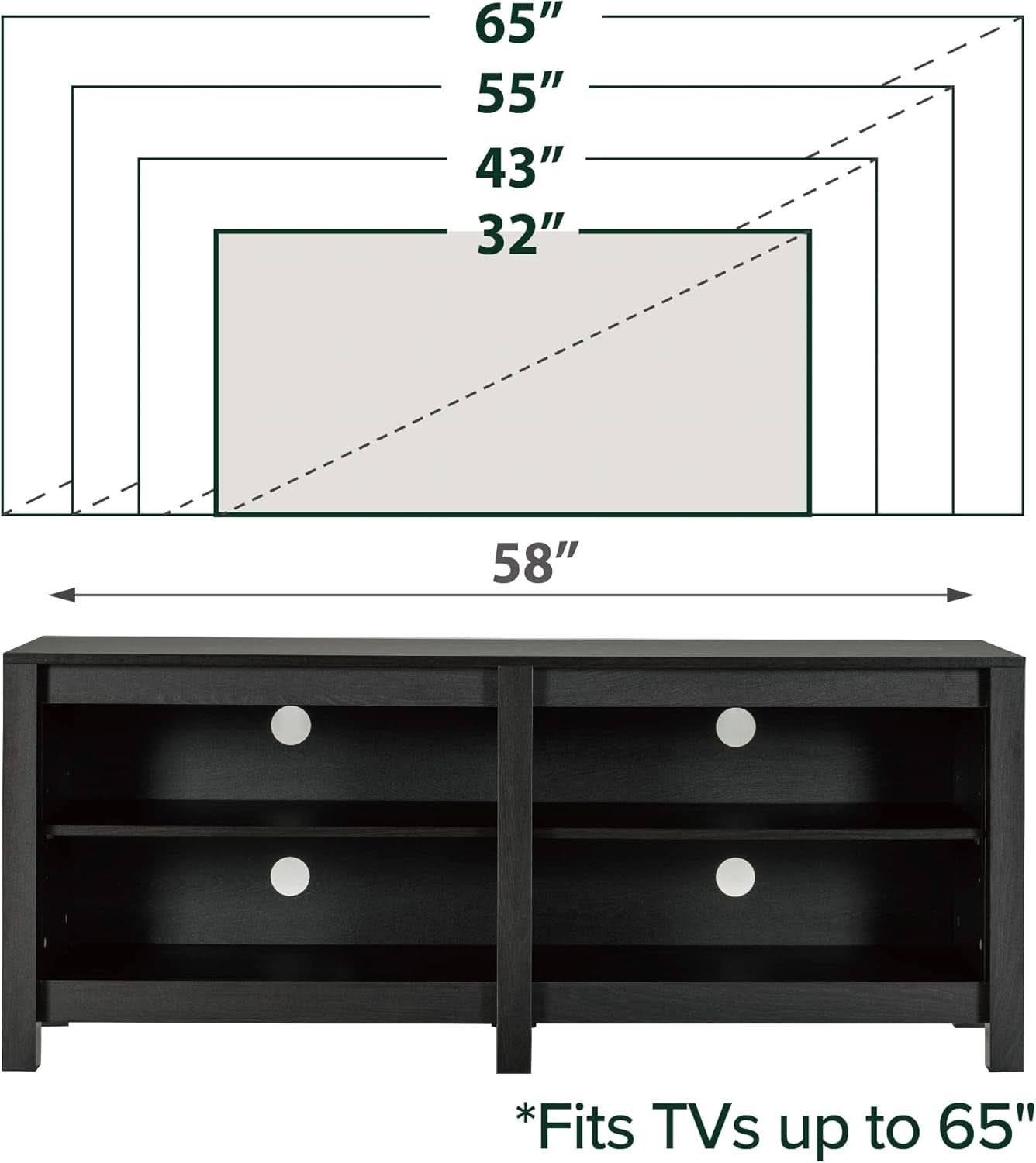 Camden TV Stand for 65 Inch TVs Espresso Open Shelving Storage
