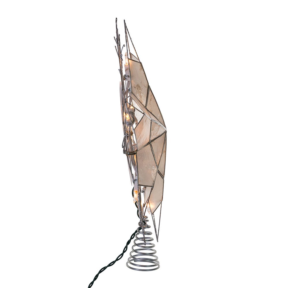 Capiz Silver Snowflake Star Treetop - 10-Light - 14 Inch