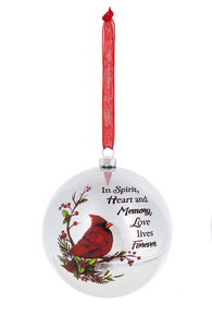 Cardinal Ball Ornament - Love Lives Forever