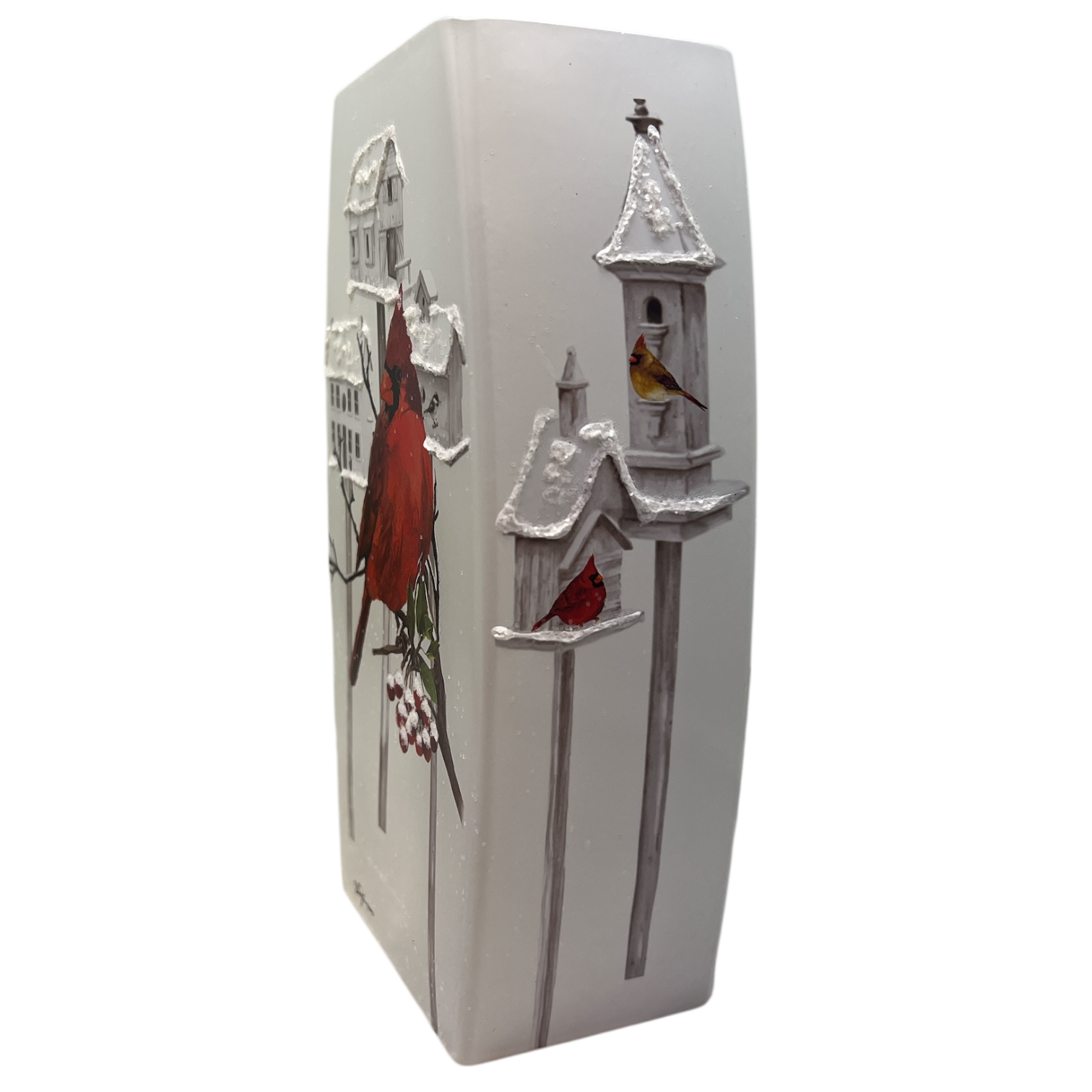 Cardinal Birdhouses Prelit Glass Vase - 1 Cardinal