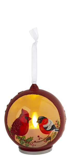 Cardinal LED Lighted Glass Ornament - 1 Bird