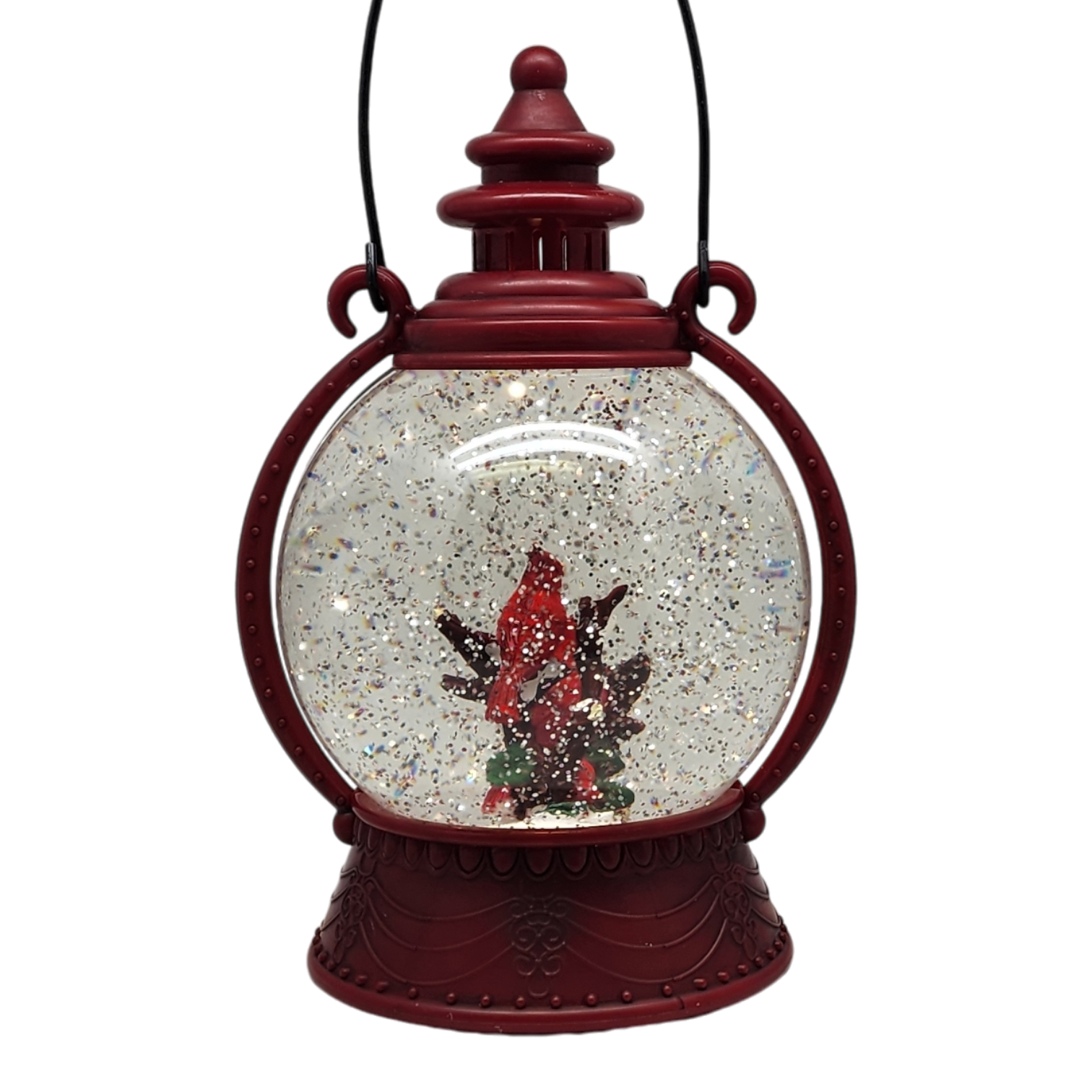 Cardinal Lighted Spinning Water Globe - On Sticks