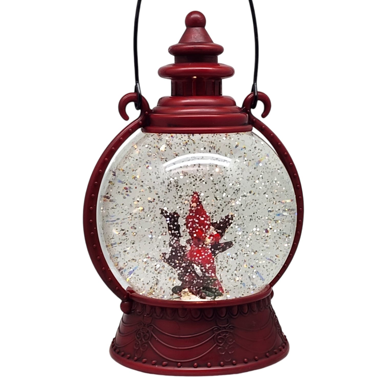 Cardinal Lighted Spinning Water Globe - On Sticks