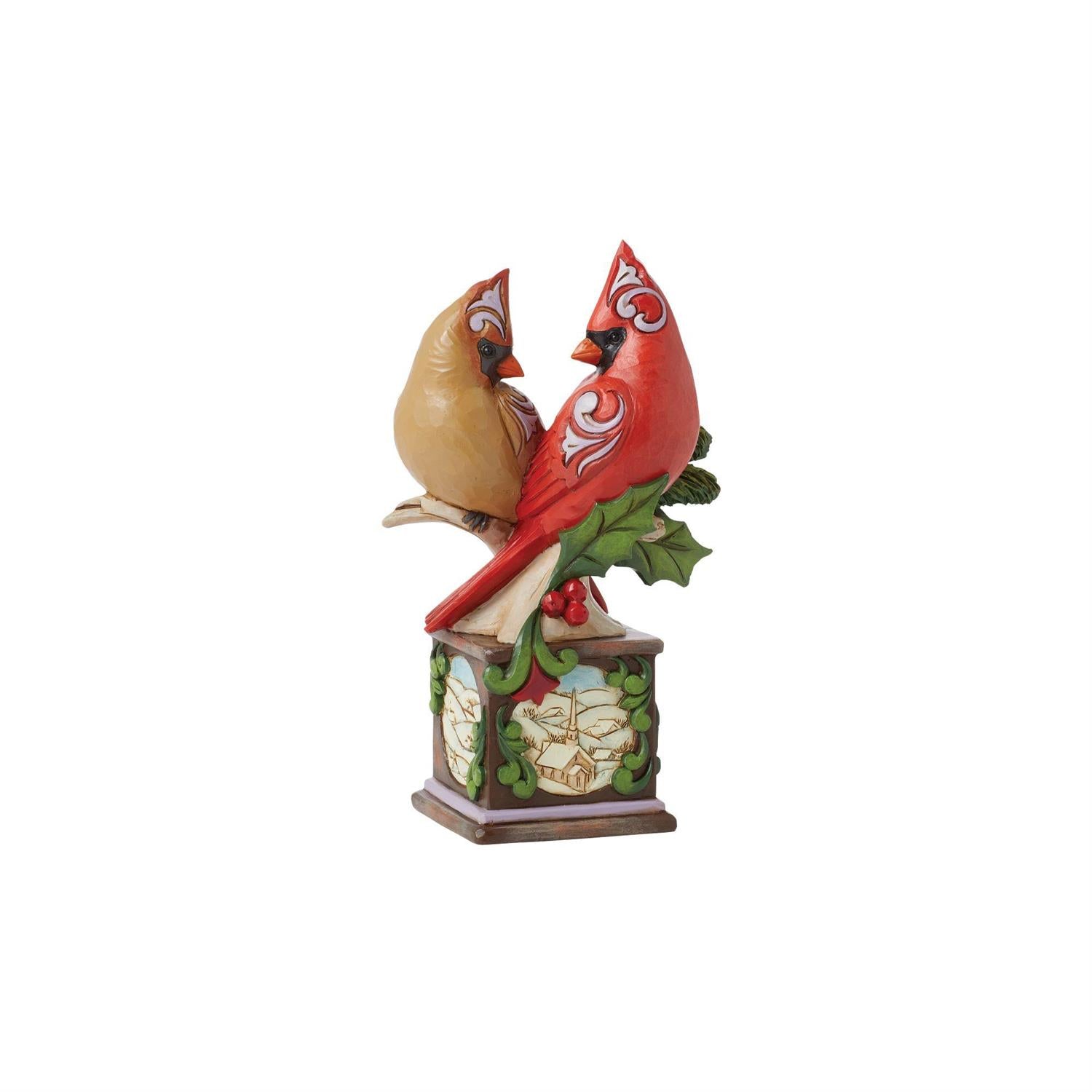 Cardinal Pair on Pedestal Figurine
